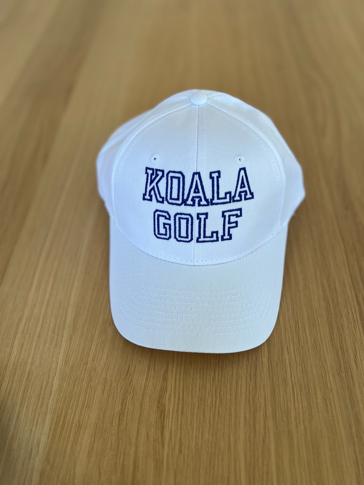 SPECIAL PREORDER! Koala Baseball Caps - "KOALA GOLF" in White & Navy - Quilted Koala