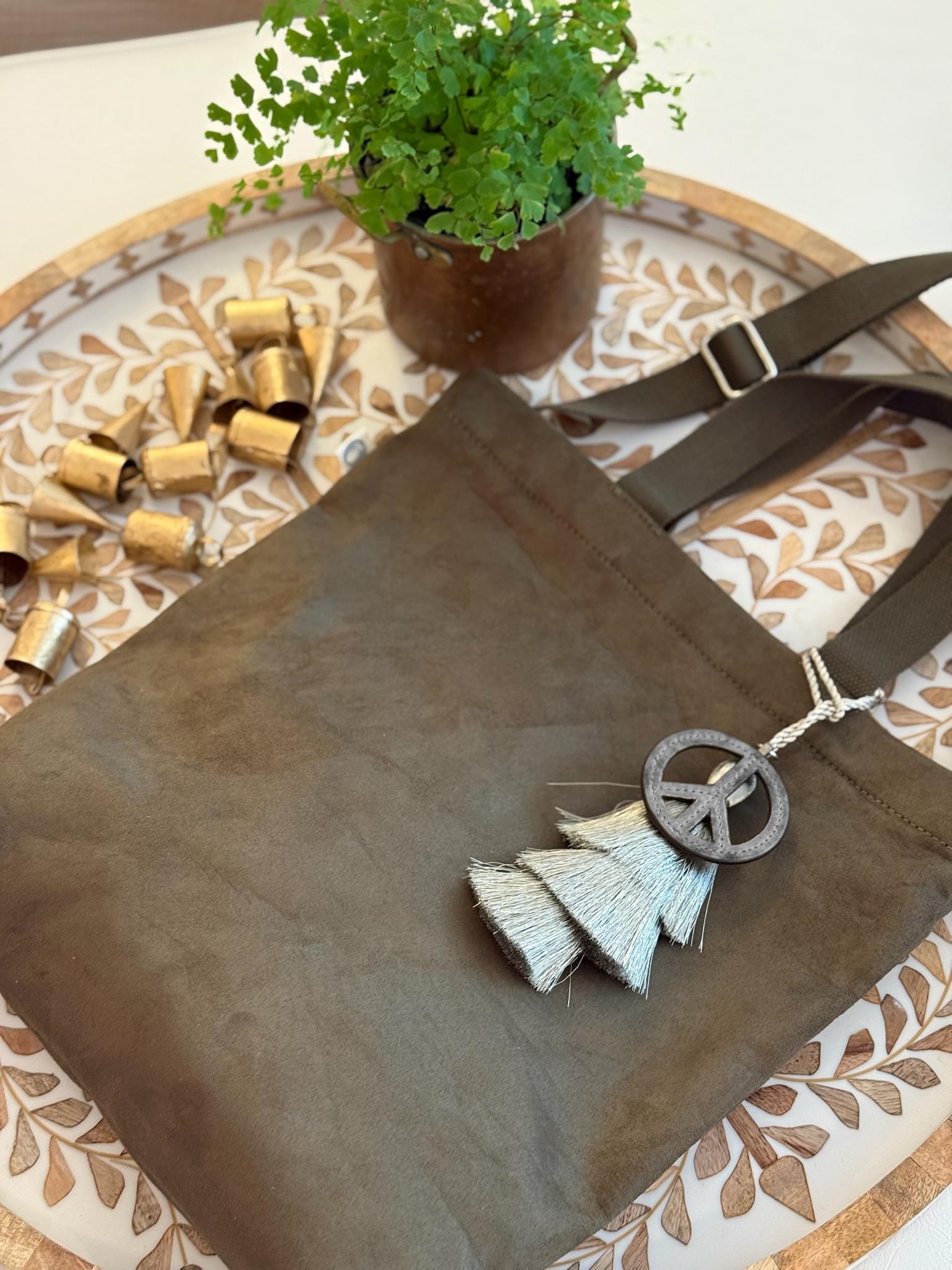 Vegan Suede Crossbody Bag in Olive with TWO GIFTS! - Quilted Koala