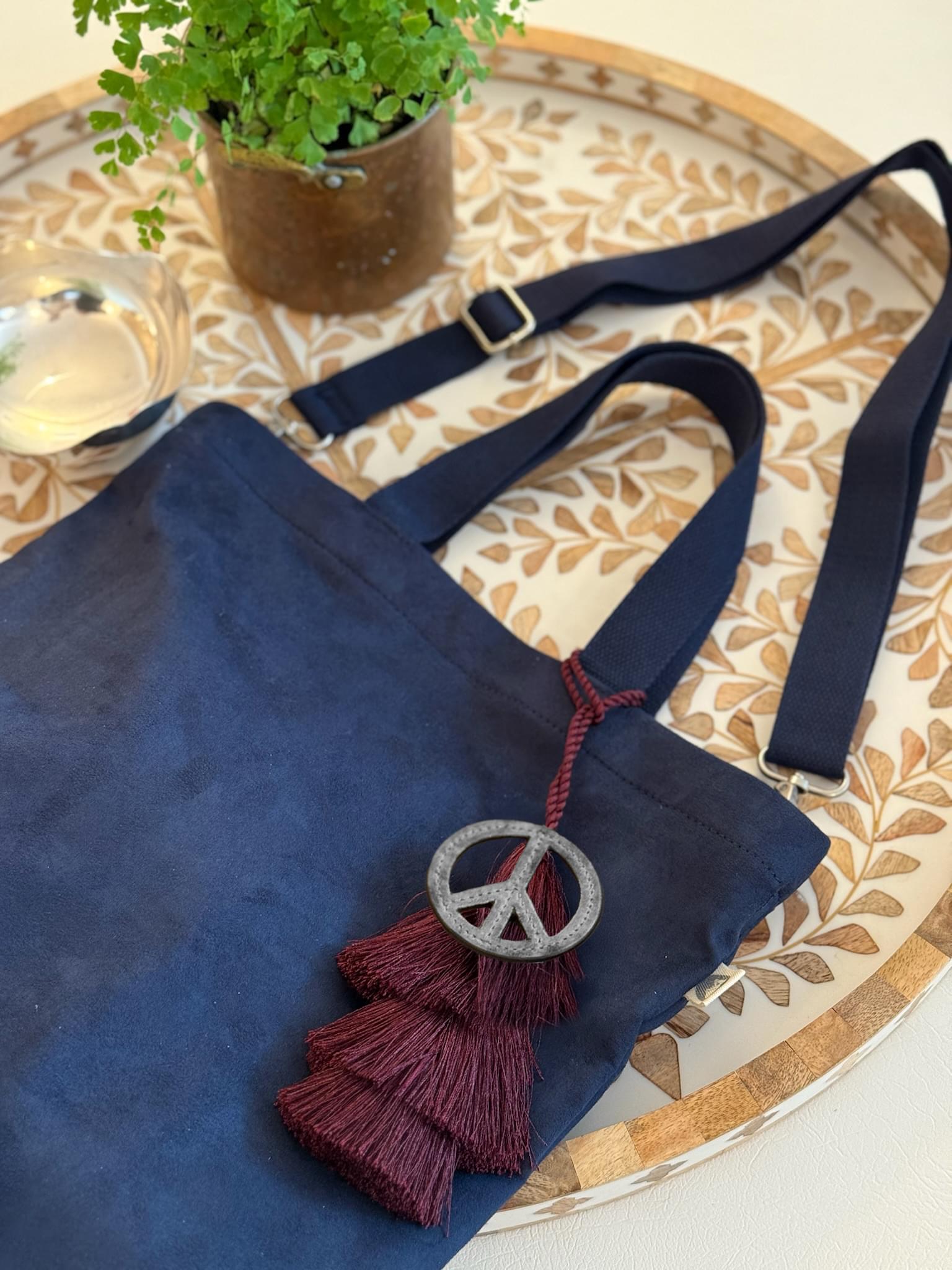 Vegan Suede Crossbody Bag in Navy with TWO GIFTS! - Quilted Koala