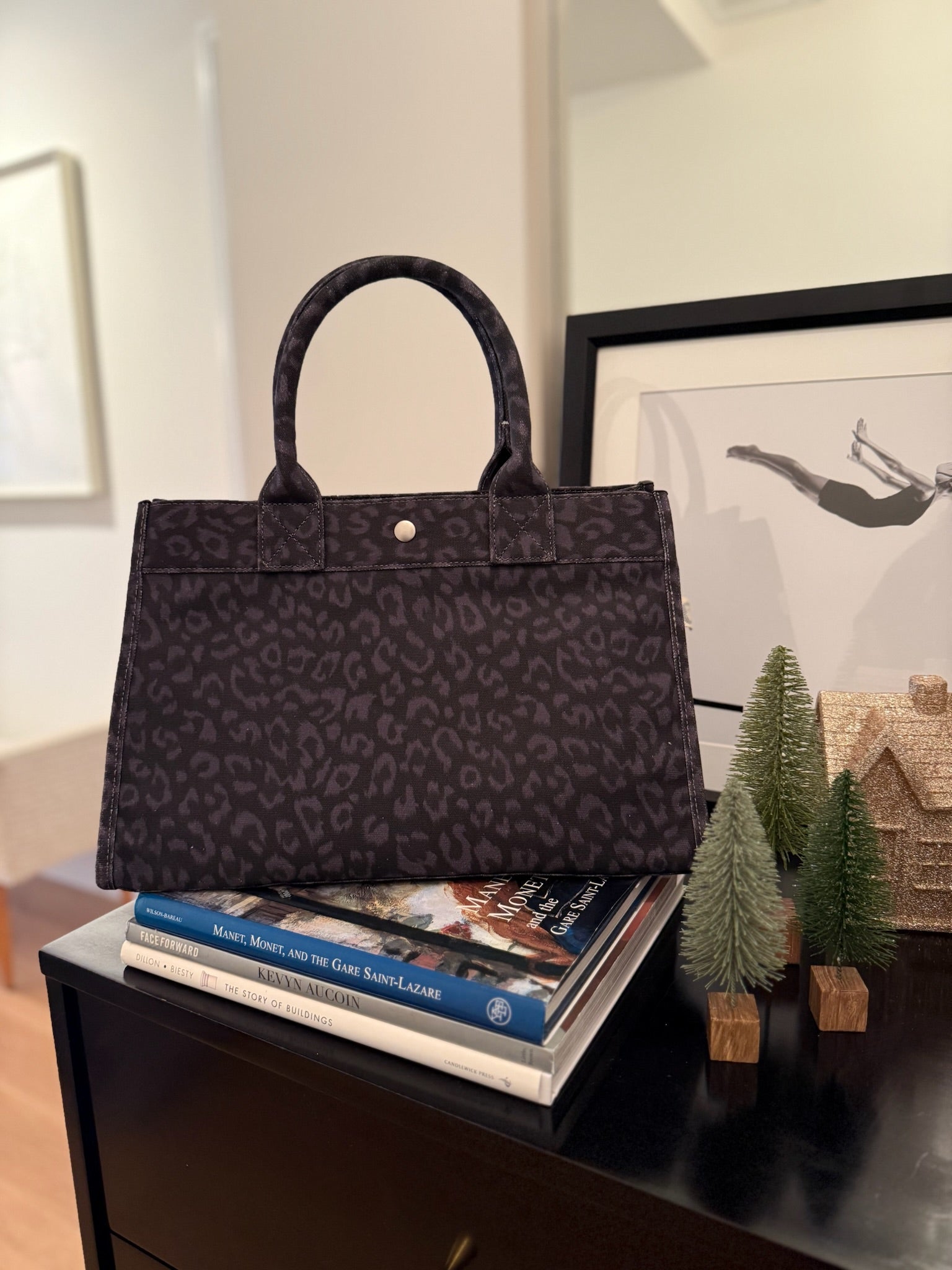 SPECIAL! Black Leopard Midi East West Crossbody + FREE Black Leopard Clutch - Quilted Koala