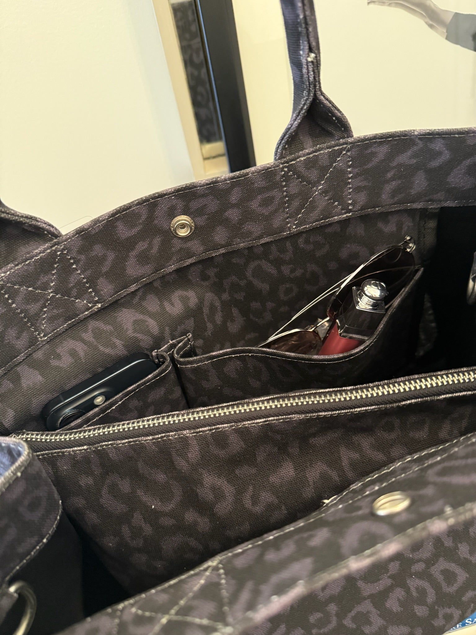 SPECIAL! Black Leopard Midi East West Crossbody + FREE Black Leopard Clutch - Quilted Koala