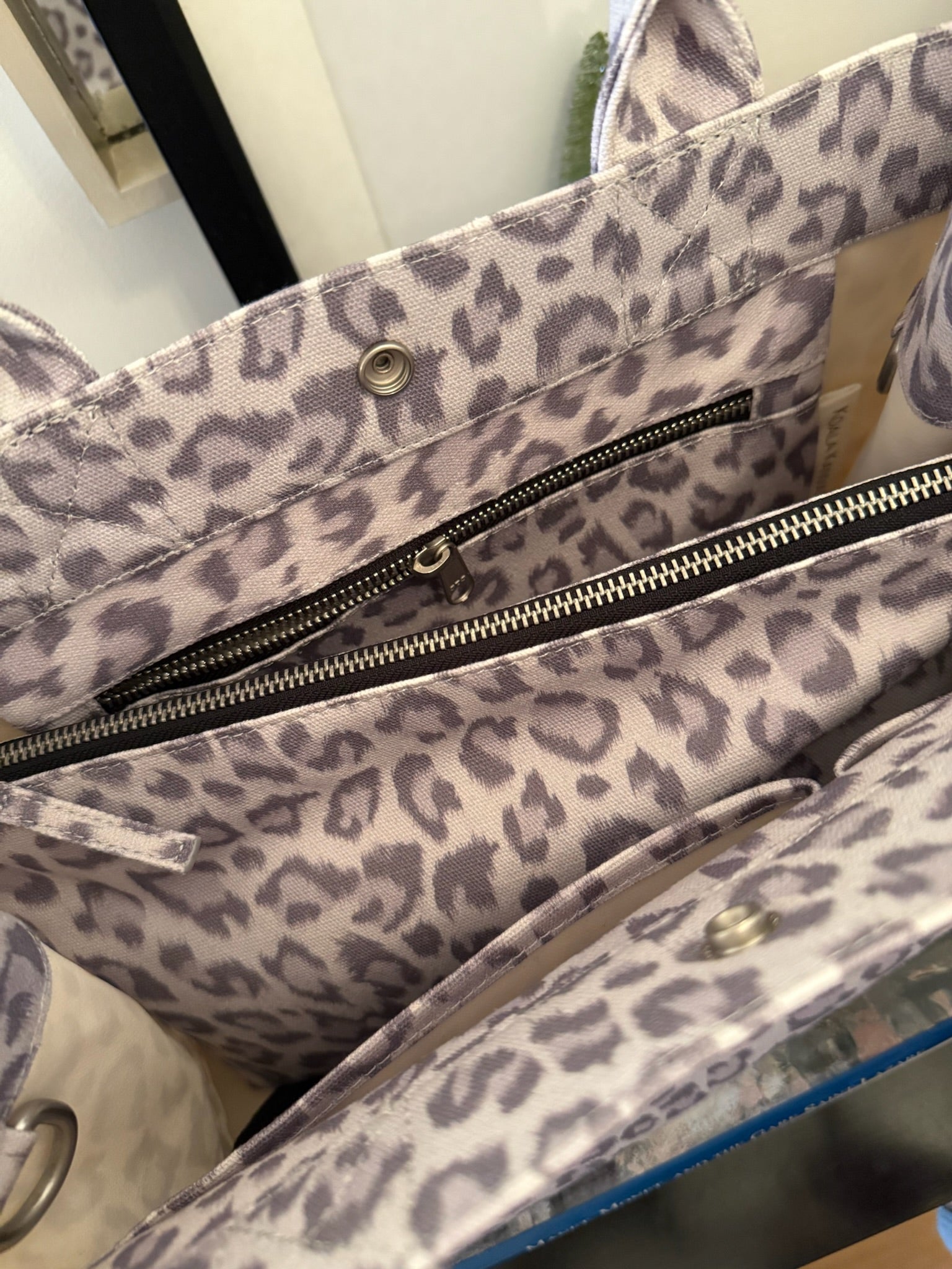 Grey Leopard Midi East West Crossbody + FREE Grey Leopard Clutch - Quilted Koala