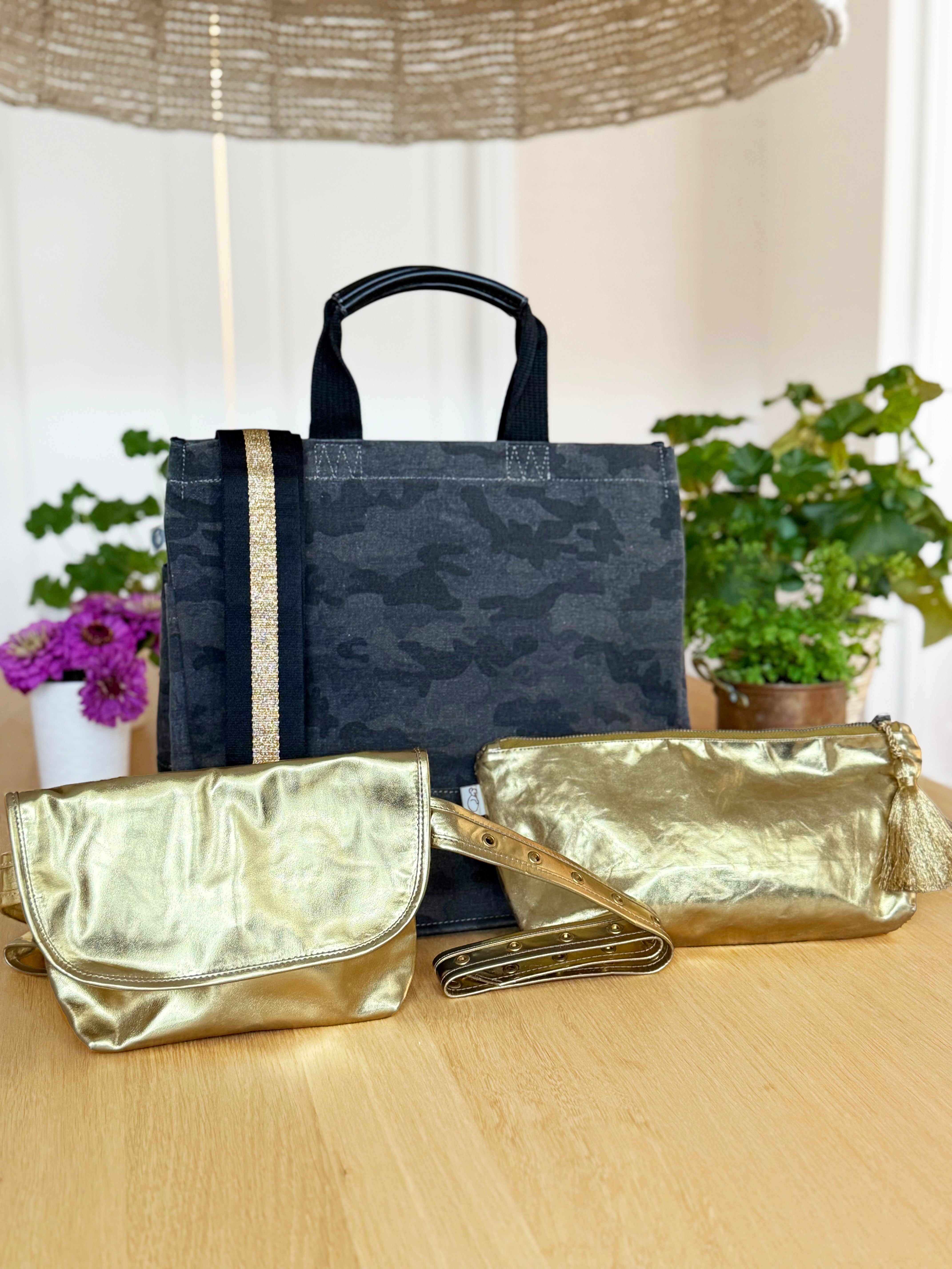 Black Camo Luxe North South Bag Gift Set - CYBER OFFER - Quilted Koala