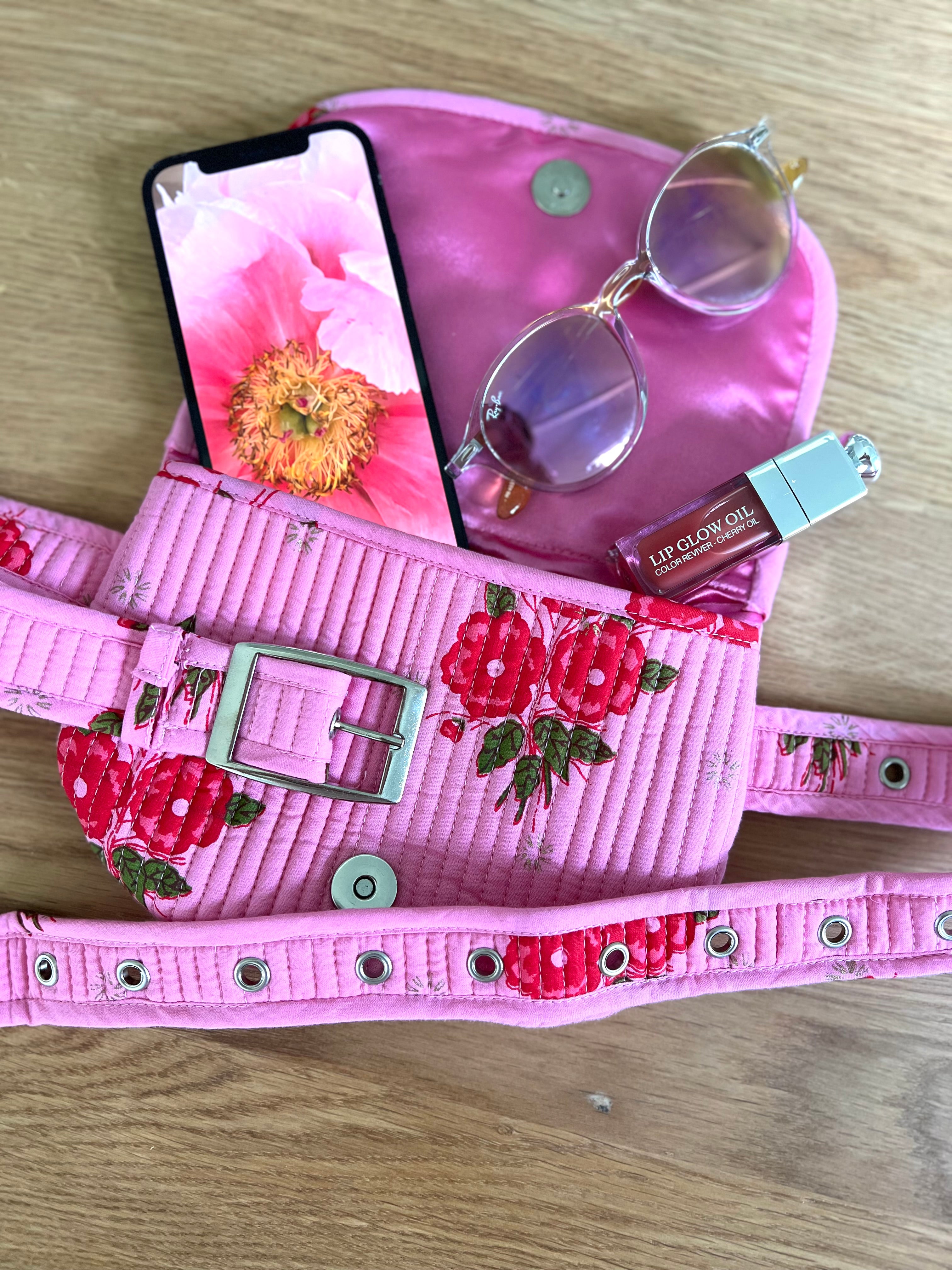 Quilted Koala Belt Bag - Pink Floral - Quilted Koala