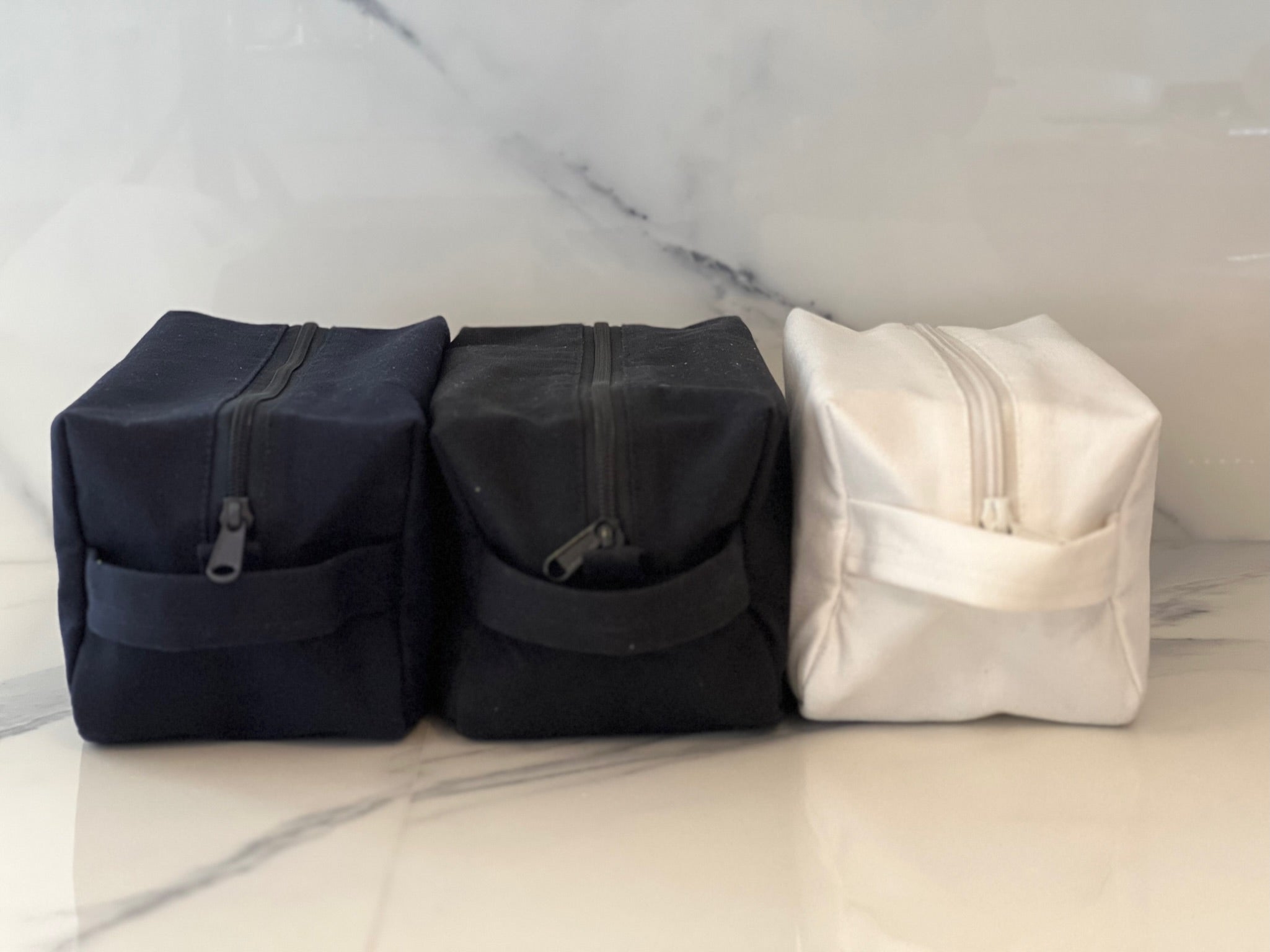 Dopp Bag - Navy with Mini Monogram - Quilted Koala