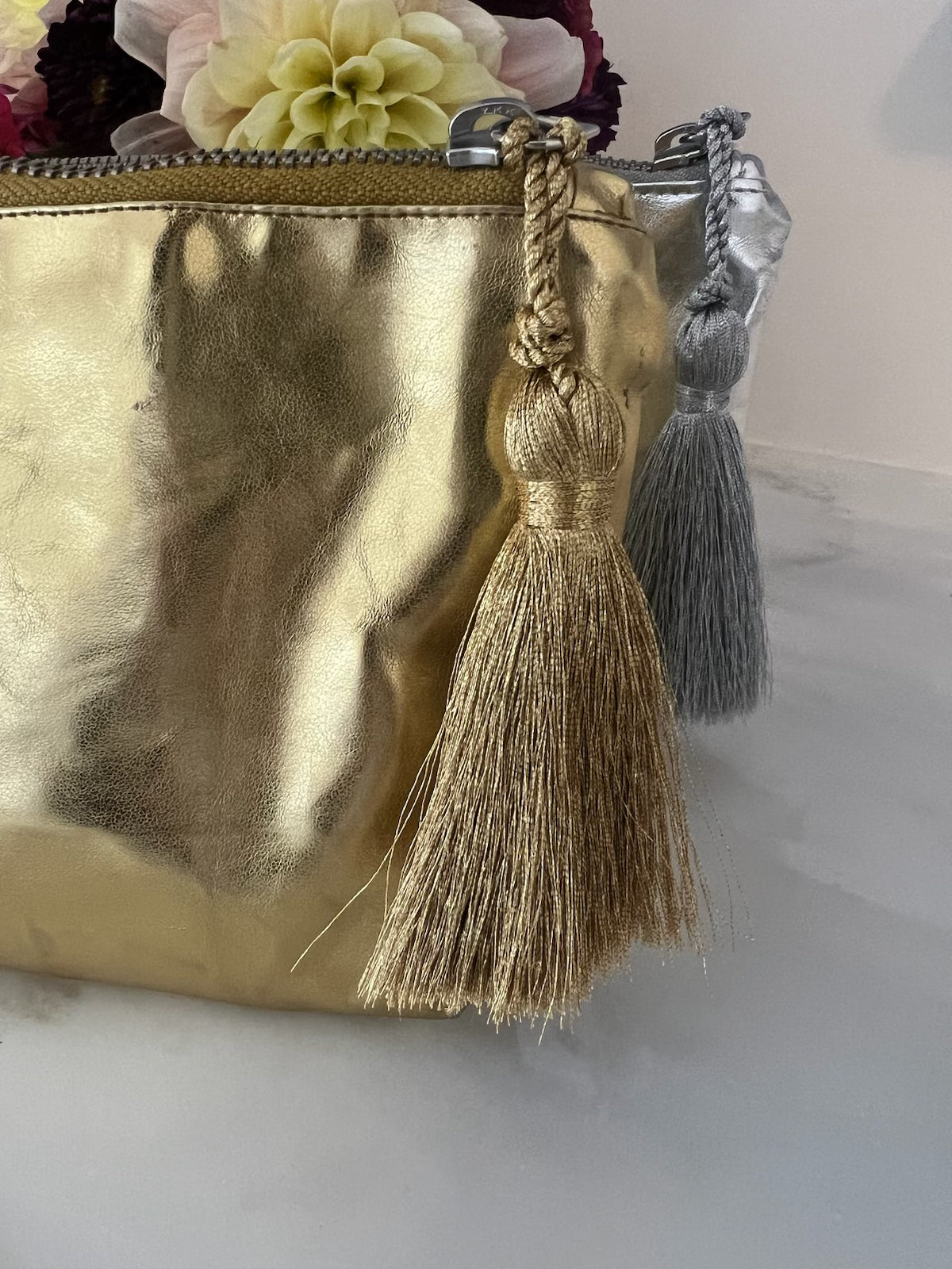 Gold Metallic Hold Me Clutch - Quilted Koala