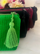 Quilted Velvet Hold Me Clutch - Electric Green - Quilted Koala
