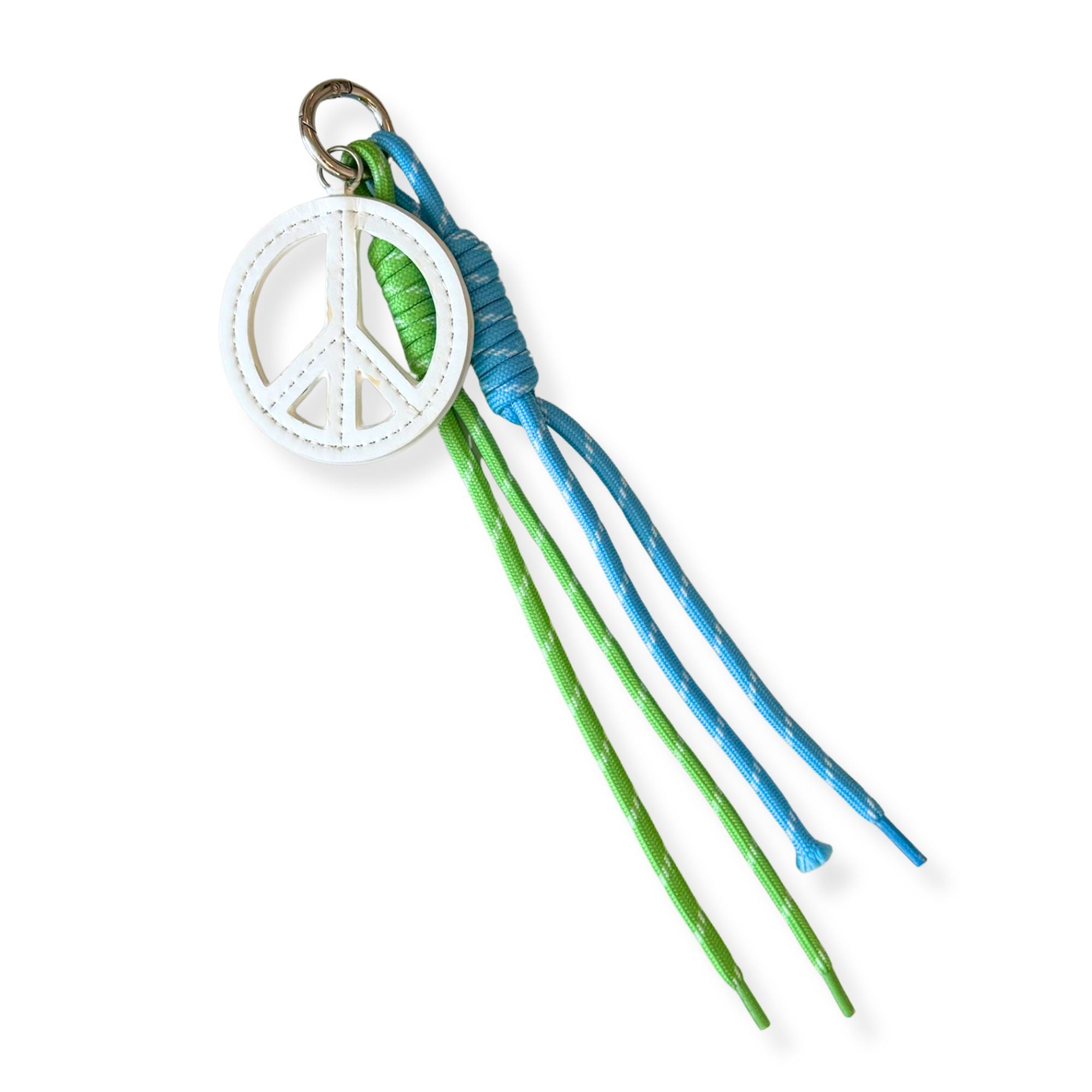 Neon Green Neoprene Midi Town Bag with Peace Sign Paracord Charm - Quilted Koala