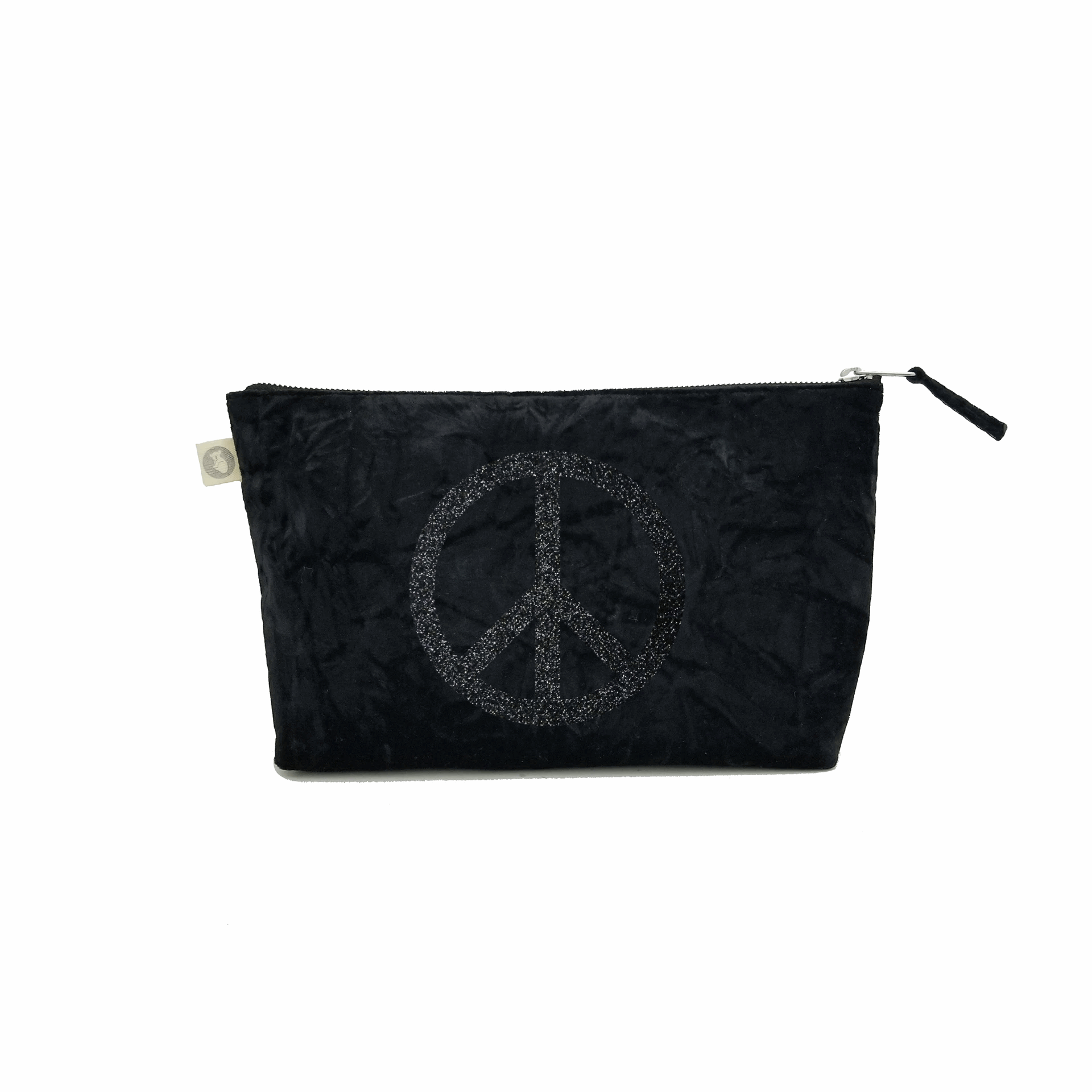 Clutch Bag: Black Crushed Velvet - Quilted Koala