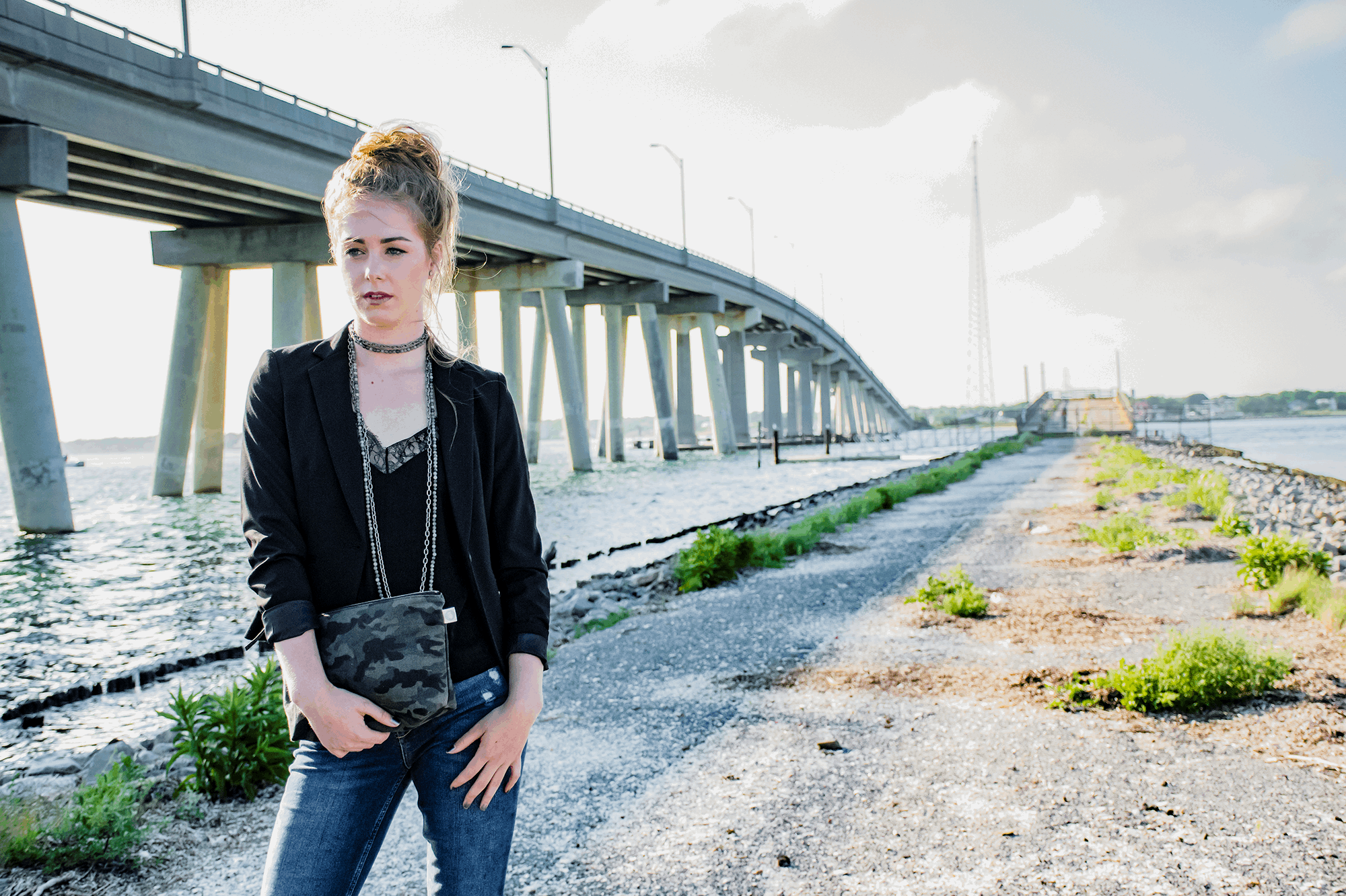 Clutch Bag: Black Camouflage - Quilted Koala