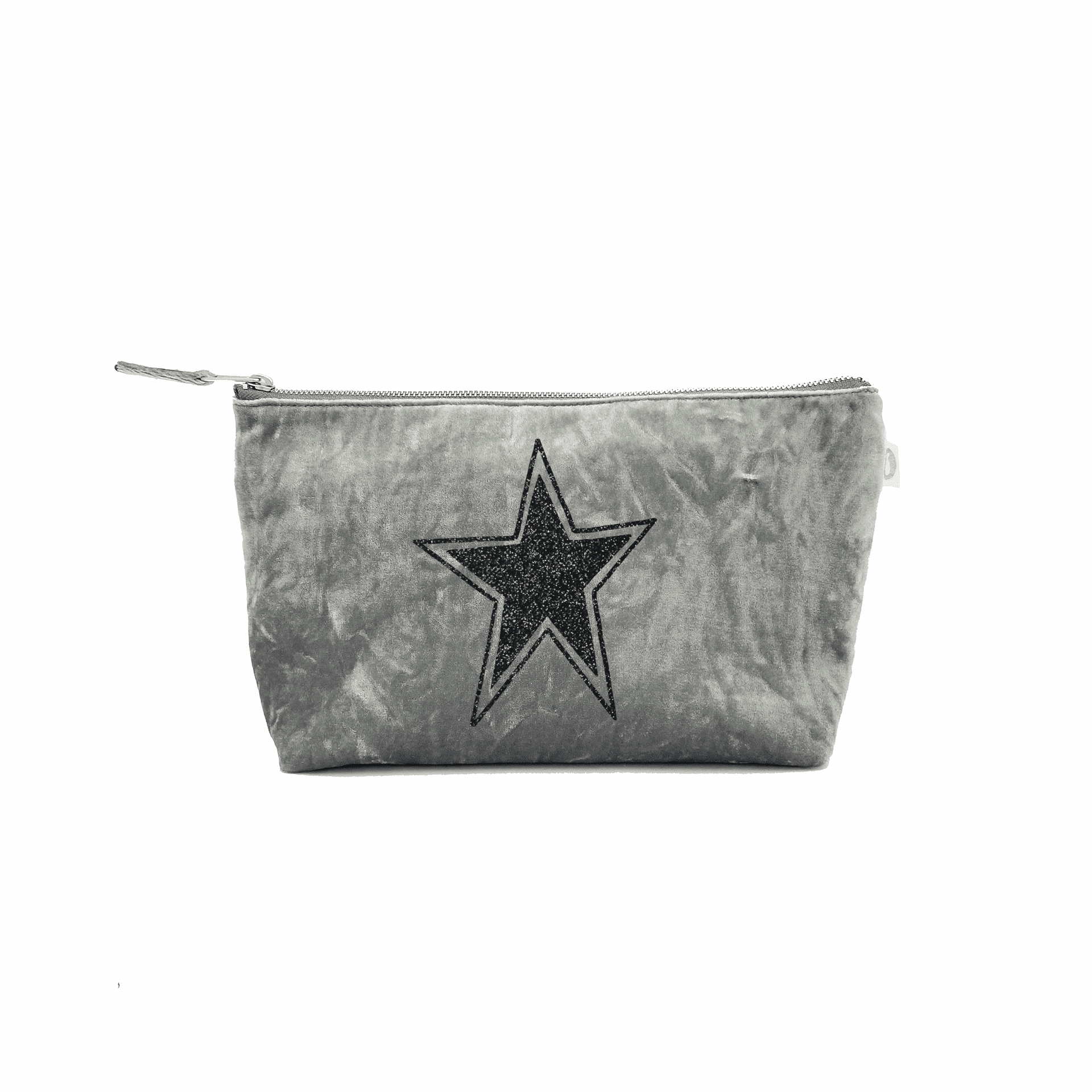 Clutch Bag: Grey Crushed Velvet - Quilted Koala