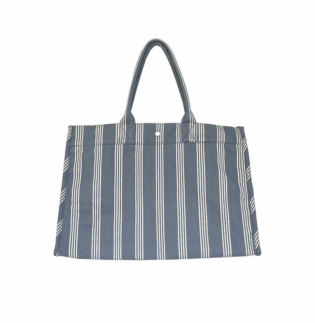 East West Bag - Blue Ticking Stripes - Quilted Koala