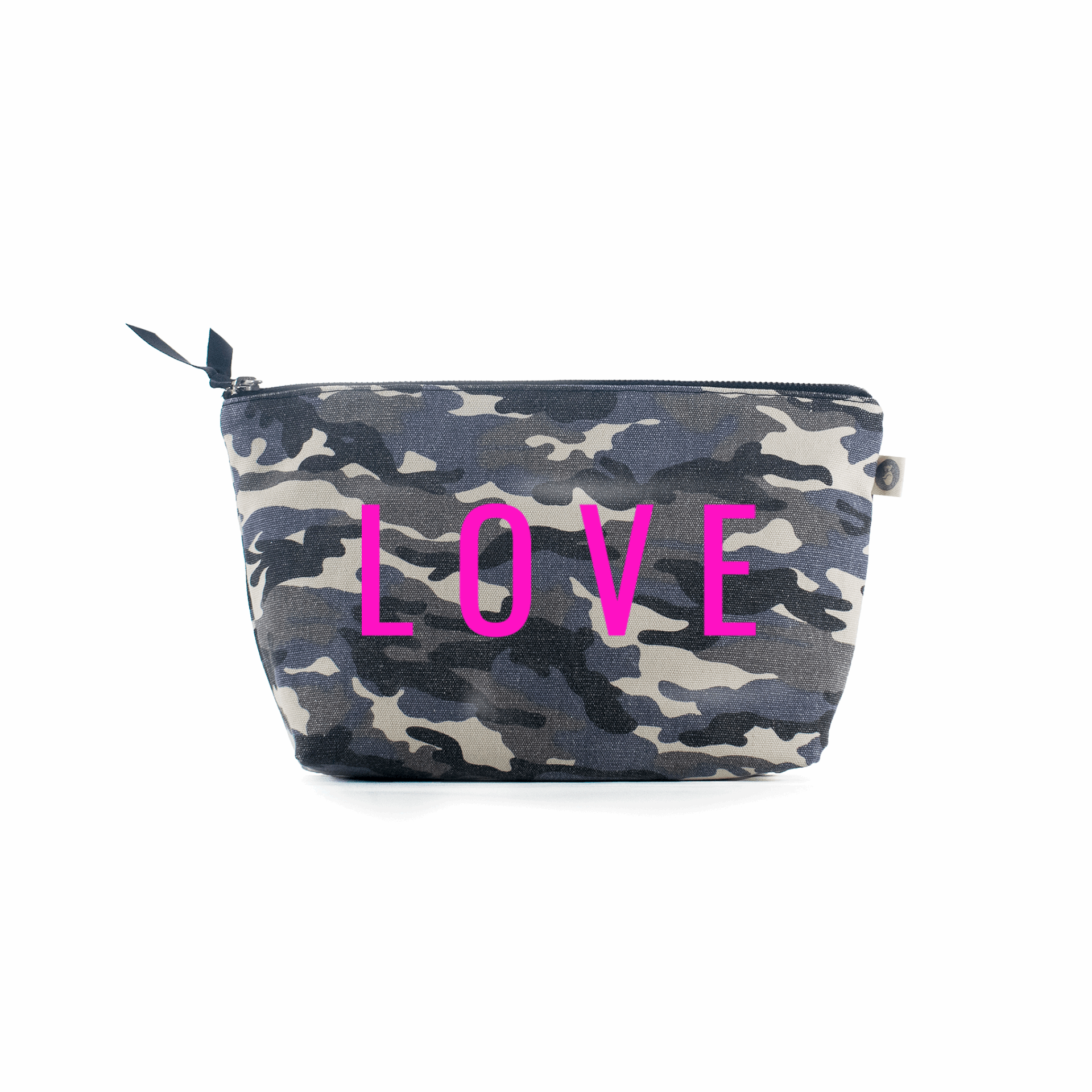 Clutch Bag Grey Camouflage with Neon Pink Matte LOVE - Quilted Koala