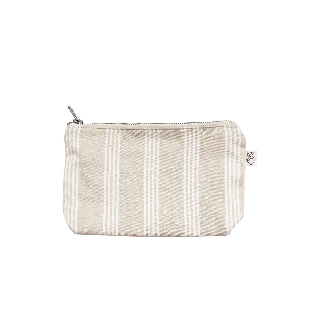 Koala Basics: Makeup Bag: Sand Ticking Stripe - Quilted Koala