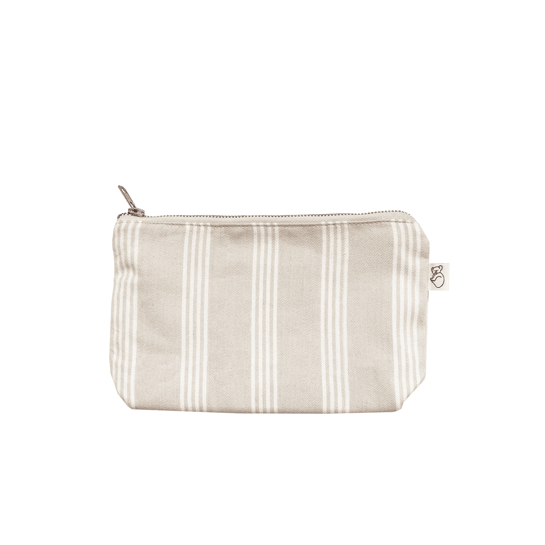 Koala Basics: Makeup Bag: Sand Ticking Stripe - Quilted Koala