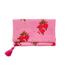 Foldover Clutch/ Travel Jewelry Organizer- Quilted Pink Floral - Quilted Koala