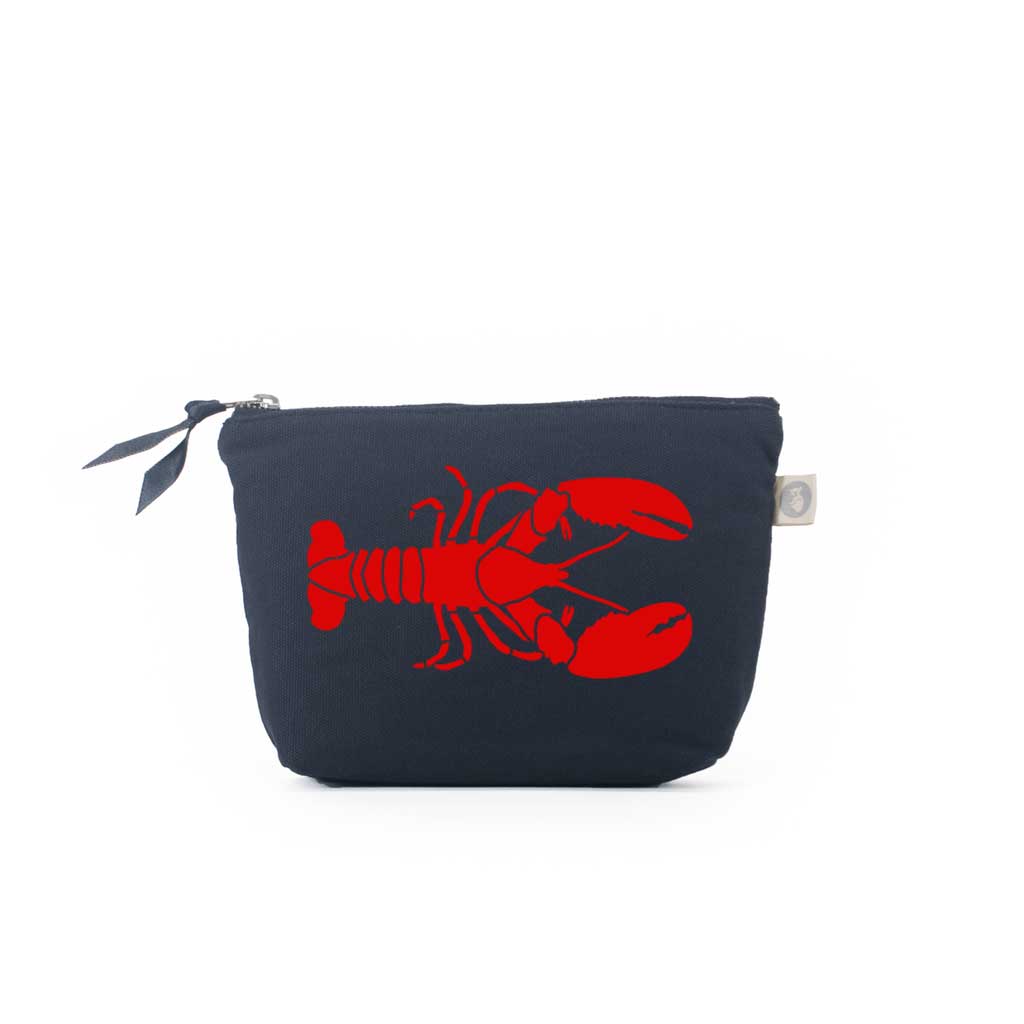 Makeup Bag Navy with a Red Lobster - Quilted Koala