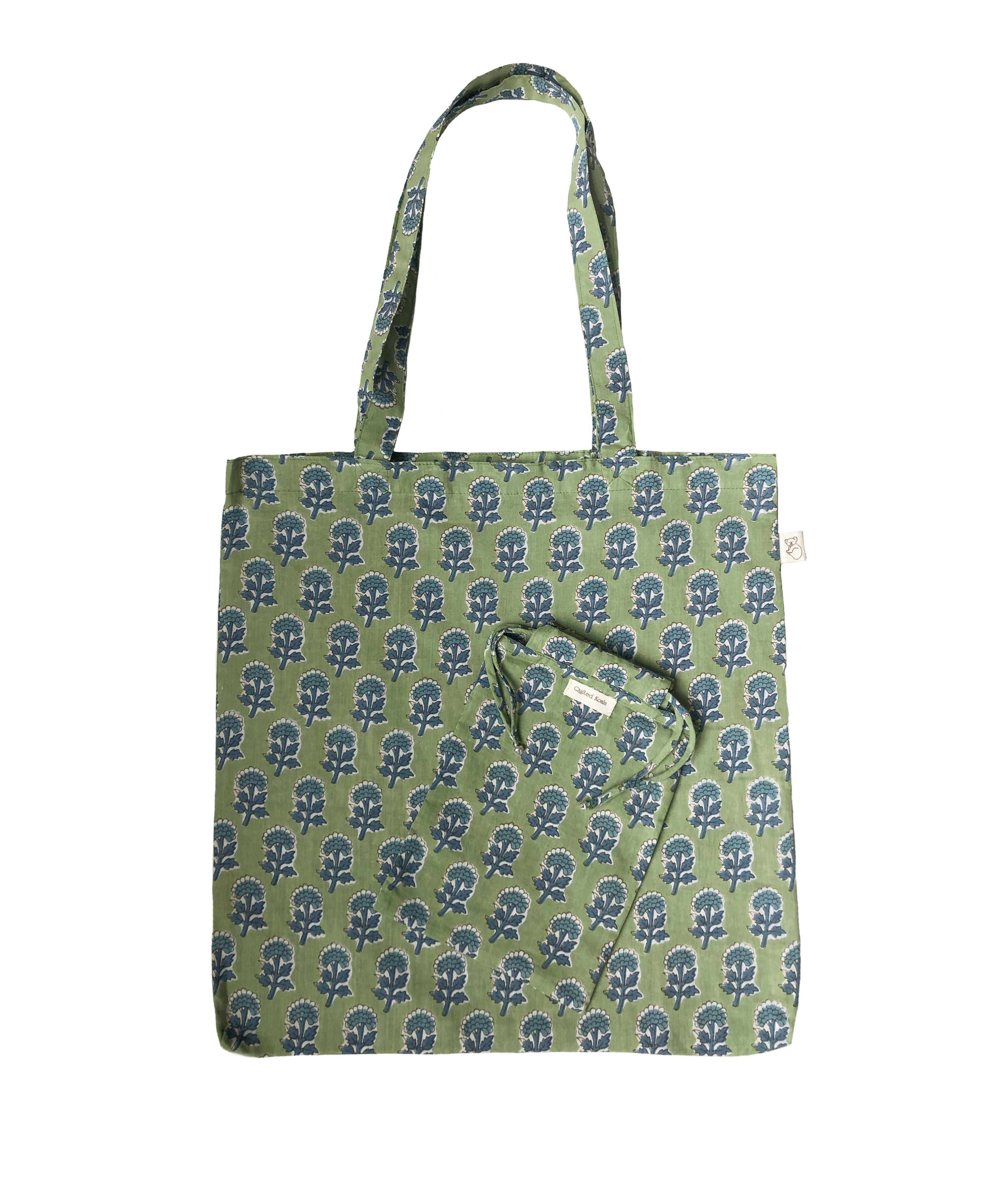 Boho Market Bag - Green - Quilted Koala