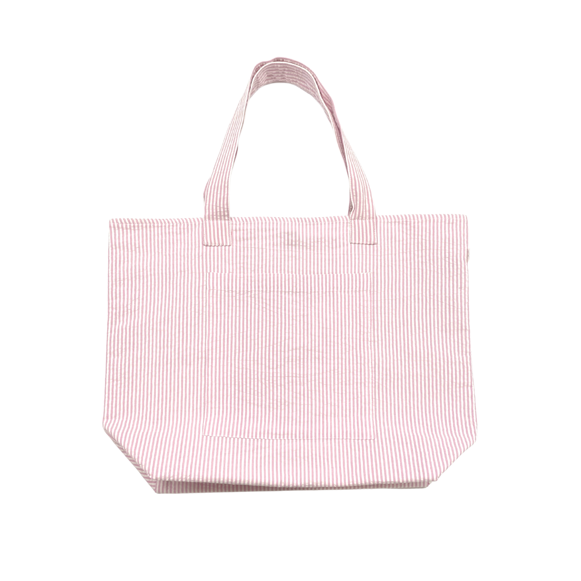 Everything Bag: Pink Seersucker - Split Letter Monogram - Quilted Koala