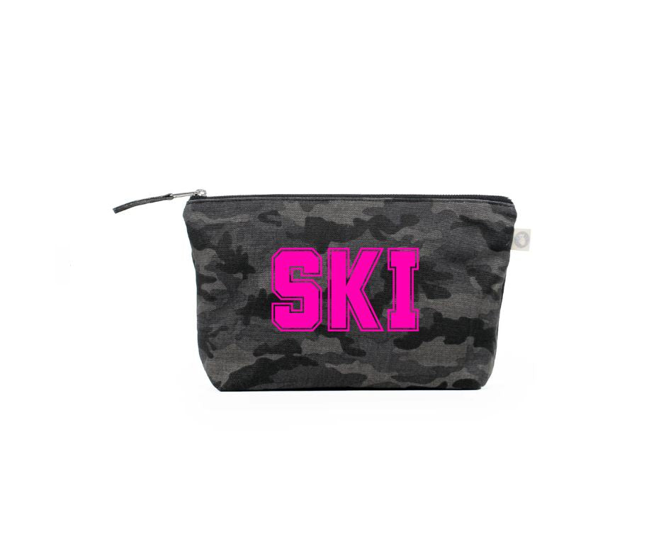 SKI Clutch Bag: Black Camo - Neon Pink - Quilted Koala