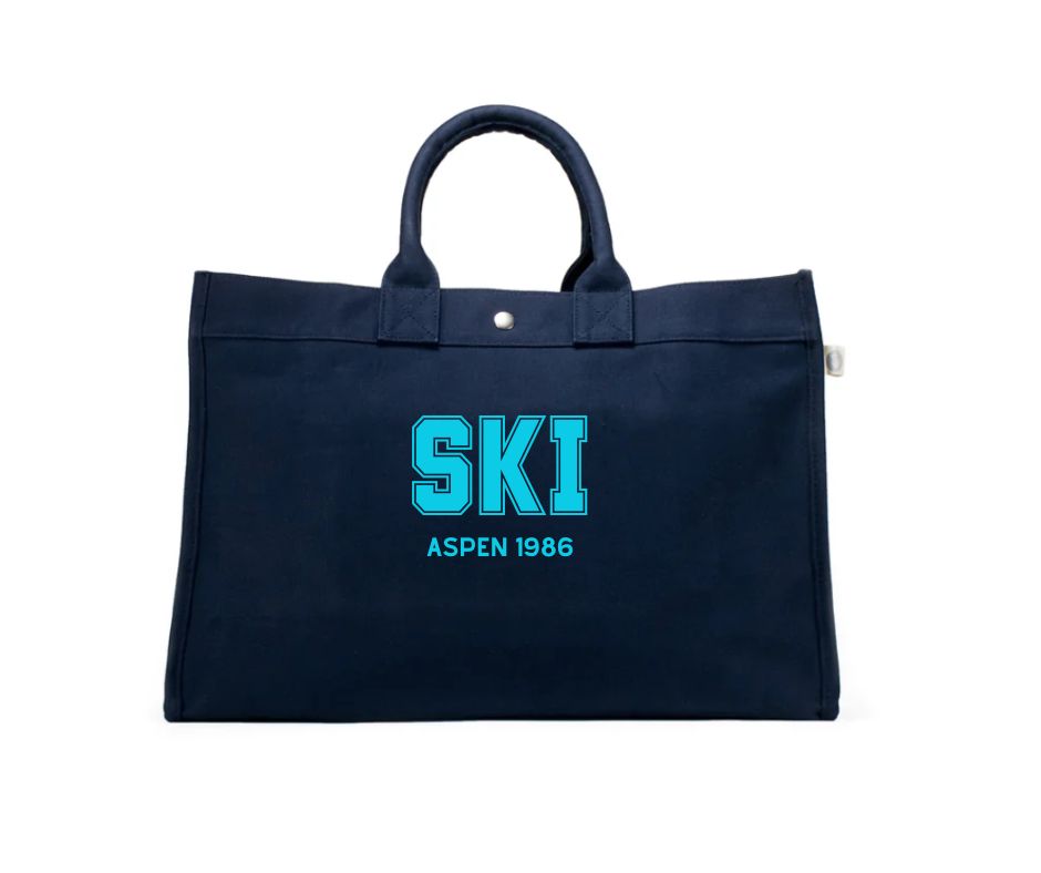 SKI TOTE BAG - ASPEN 1986 East West Bag: Navy - NEW - Quilted Koala