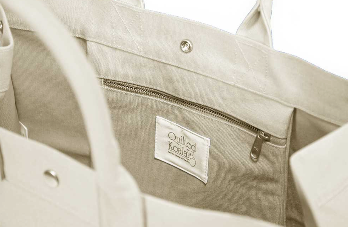 East West Bag: Natural with Gold Anchor - Quilted Koala