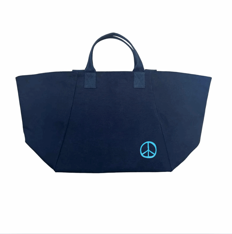 Navy Chelsea Bag with Capri Blue Peace Sign NEW! - Quilted Koala