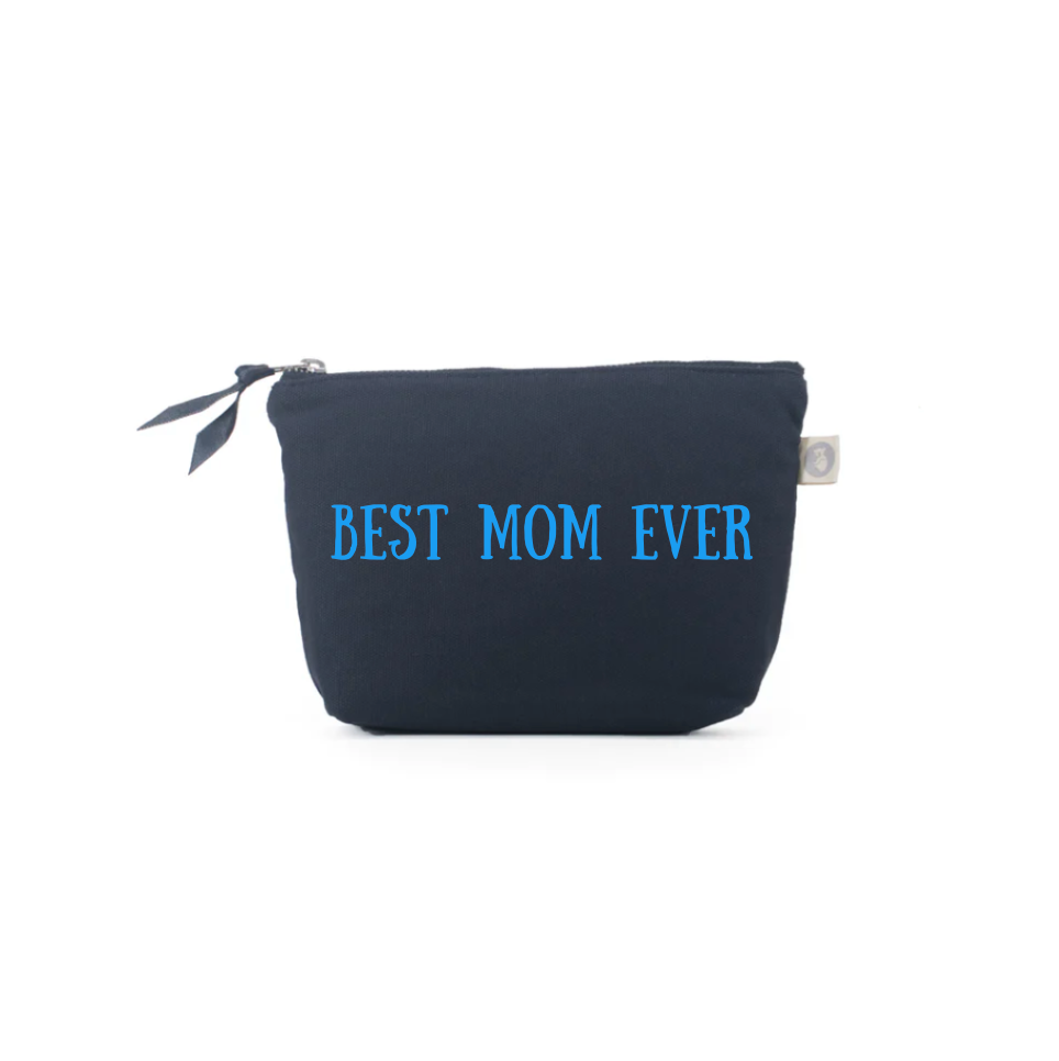 BEST MOM EVER - Navy Makeup Bag with Capri Blue - NEW! - Quilted Koala