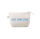 BEST MOM EVER - Natural Makeup Bag with Capri Blue - NEW! - Quilted Koala