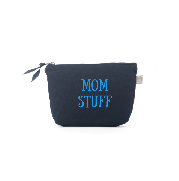 MOM STUFF - Navy Makeup Bag with Capri Blue - NEW! - Quilted Koala