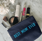 BEST MOM EVER - Navy Makeup Bag with Capri Blue - NEW! - Quilted Koala