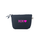 MOM (heart)- Navy Makeup Bag with Pink - NEW! - Quilted Koala