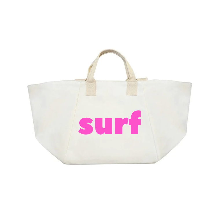 Natural Chelsea Bag with SURF in Hot Pink - Quilted Koala