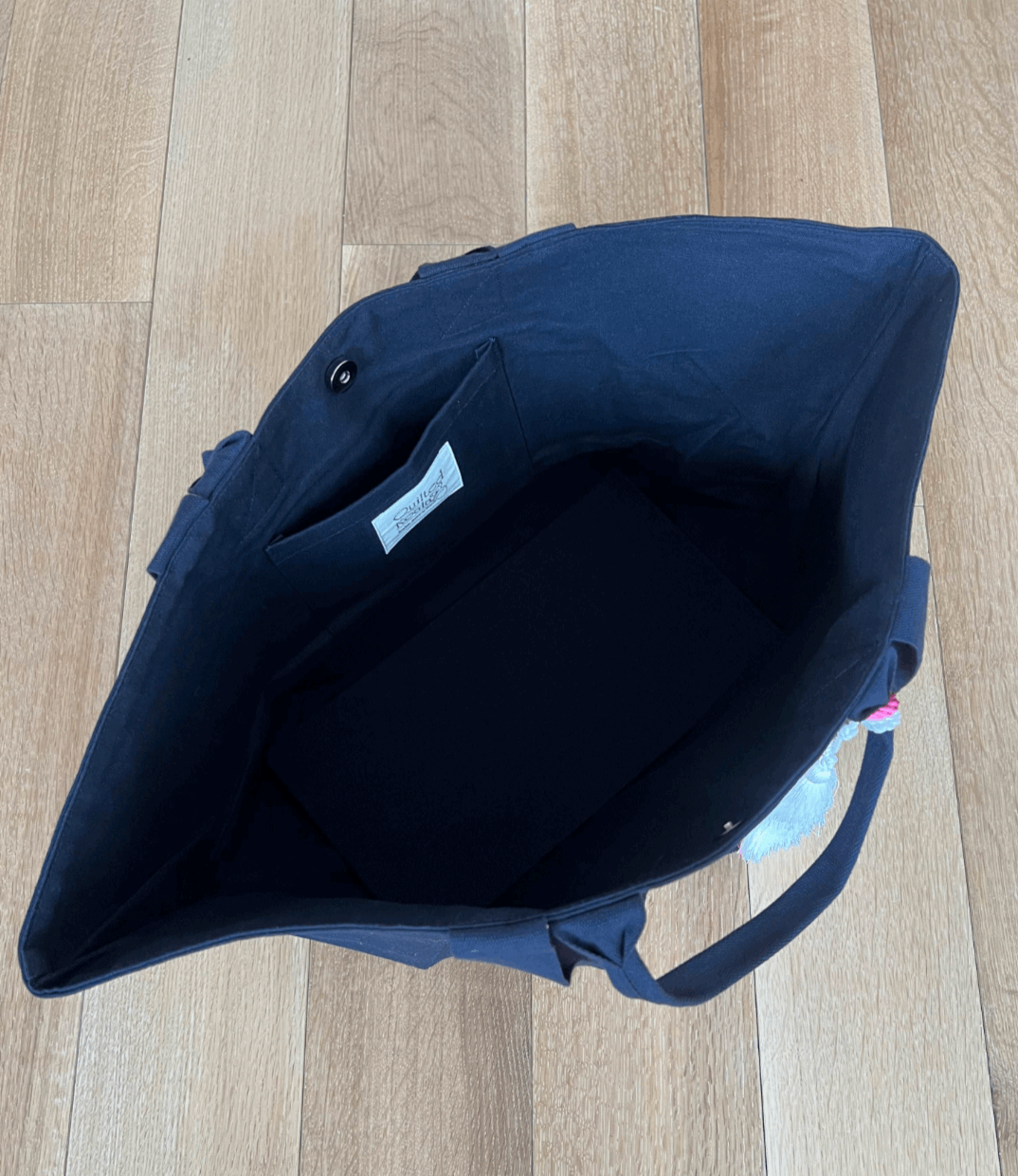 Navy Chelsea Bag with LOVE, HEARTS + PEACE (Pink) NEW! - Quilted Koala