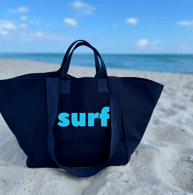 Navy Chelsea Bag with SURF in Capri Blue - Quilted Koala