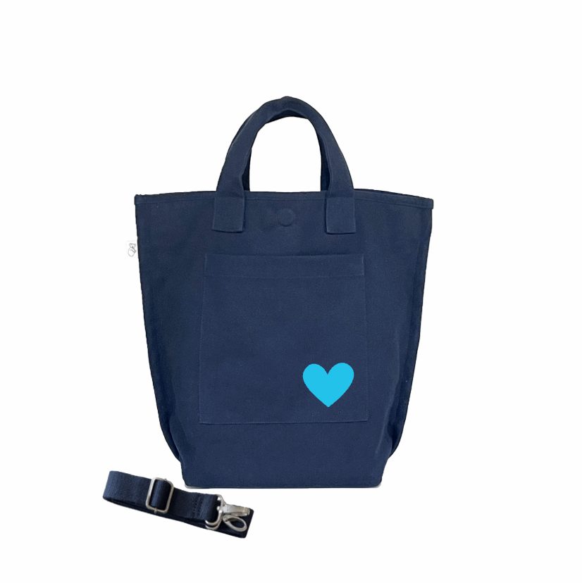 Navy SOHO Bag with Petite Heart (Capri Blue) NEW! - Quilted Koala
