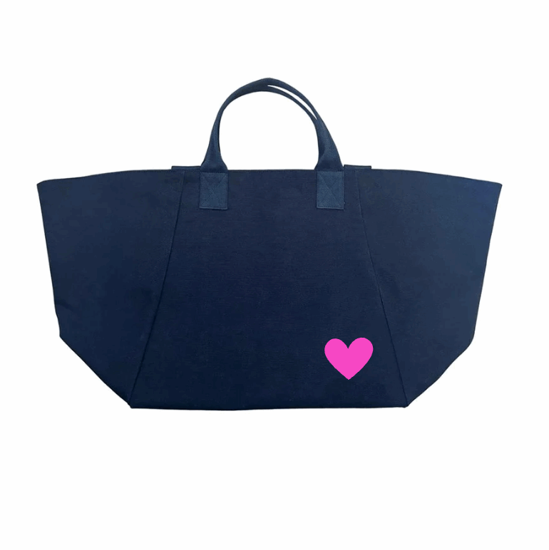 Navy Chelsea Bag with Petite Heart (Pink) NEW! - Quilted Koala