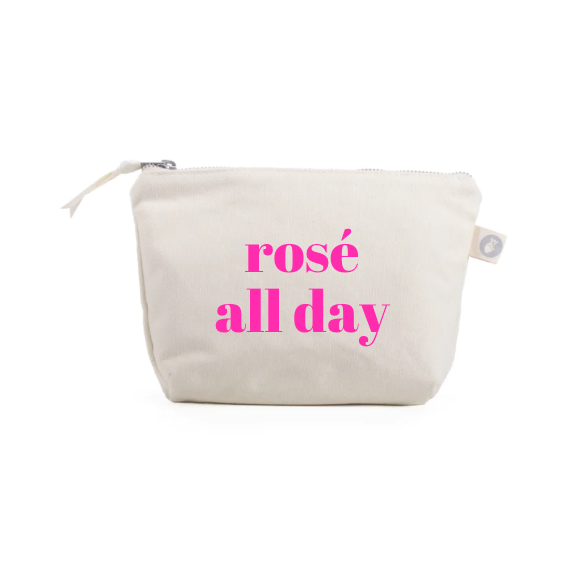 Rose All Day - Natural Makeup Bag with Pink - NEW! - Quilted Koala