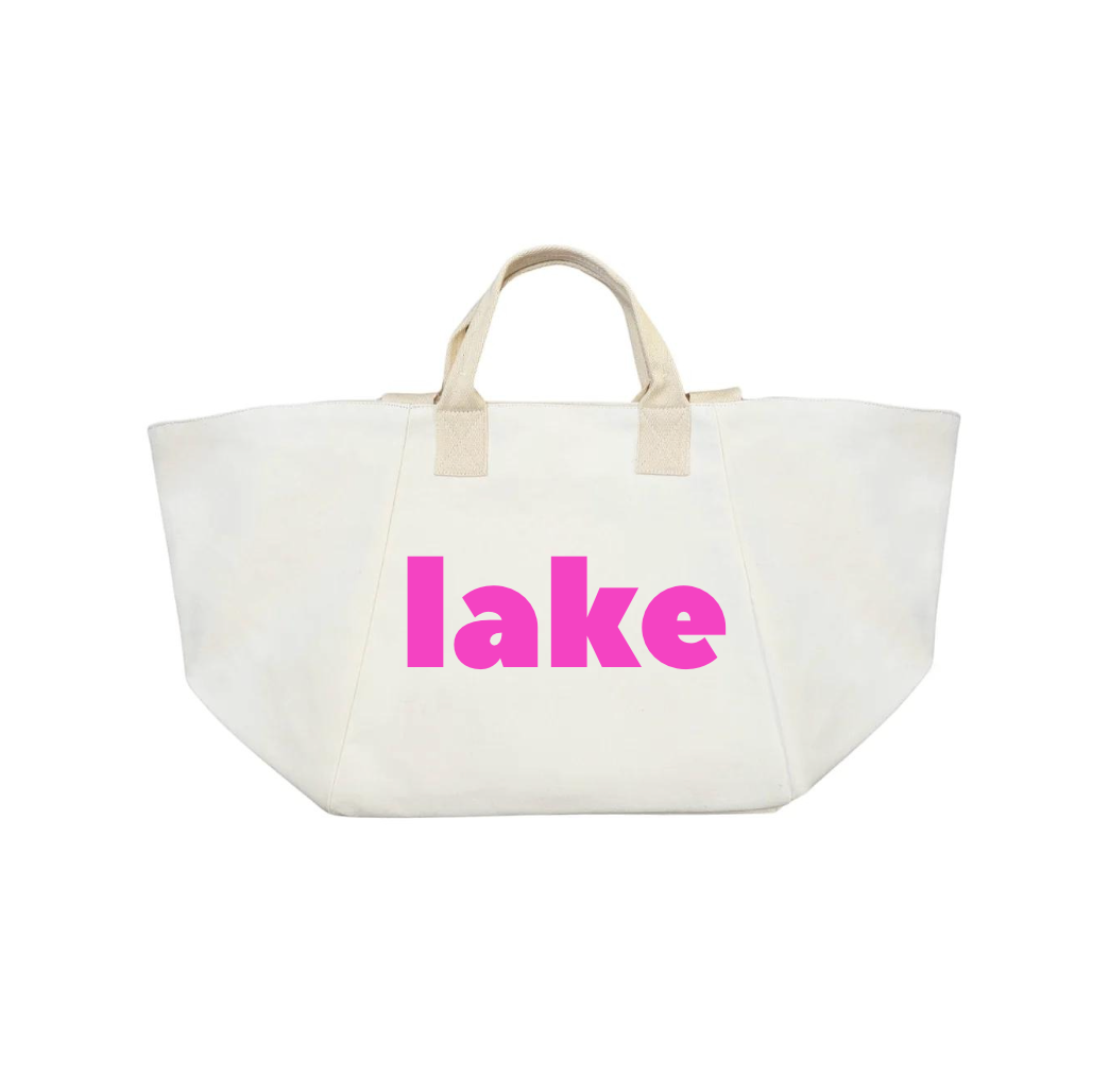 Natural Chelsea Bag with Neon Pink LAKE - Quilted Koala