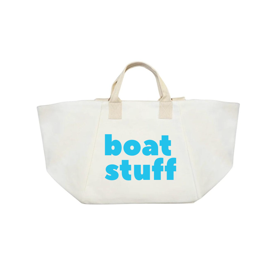 Natural Chelsea Bag with Capri Blue BOAT STUFF - Quilted Koala