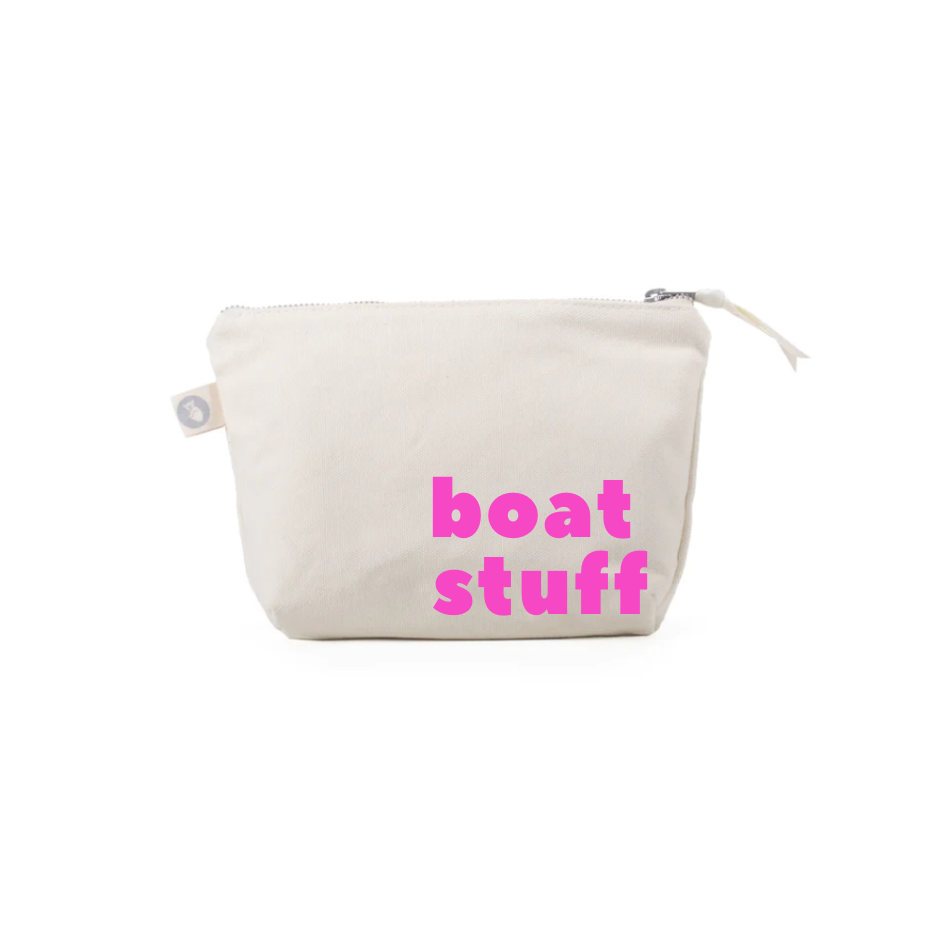 Natural Makeup Bag with Neon Pink BOAT STUFF - Quilted Koala