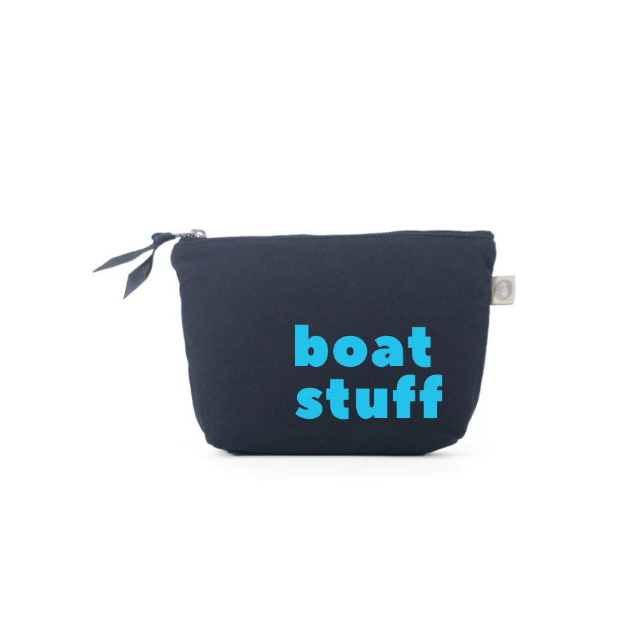 Navy Makeup Bag with Capri Blue BOAT STUFF - Quilted Koala