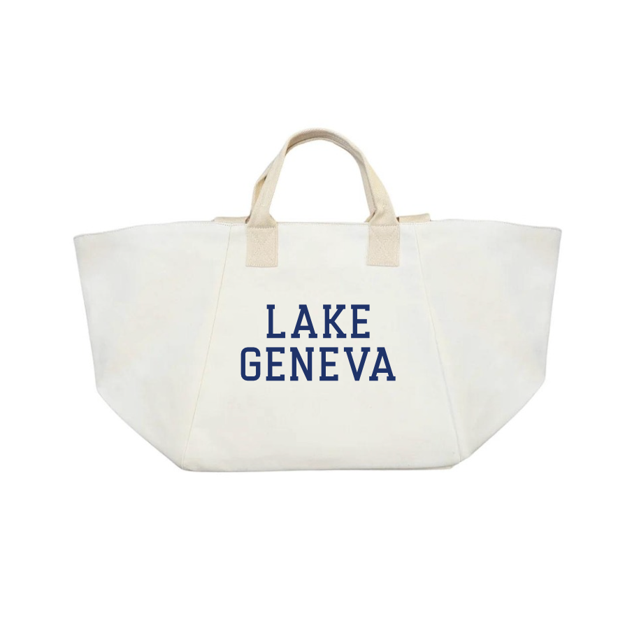 Chelsea Bag Natural LOCATION: Lake Geneva or CUSTOMIZE YOUR FAVORITE LAKE! - Quilted Koala
