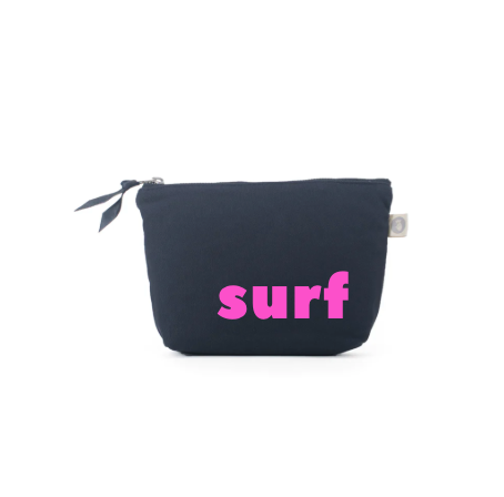 SURF Makeup Bag with Navy with Hot Pink - Quilted Koala