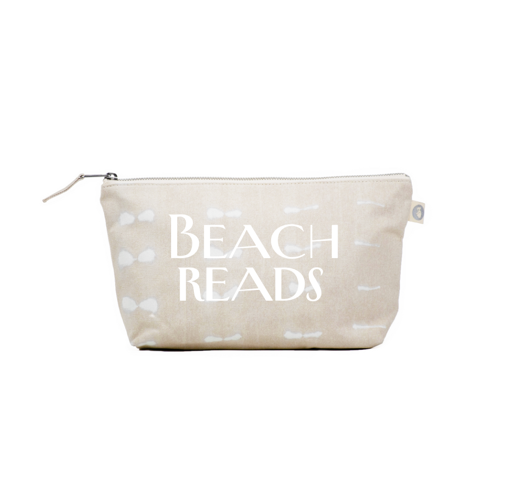 Clutch Bag: Stone Shibori with White Matte Beach Reads - Quilted Koala