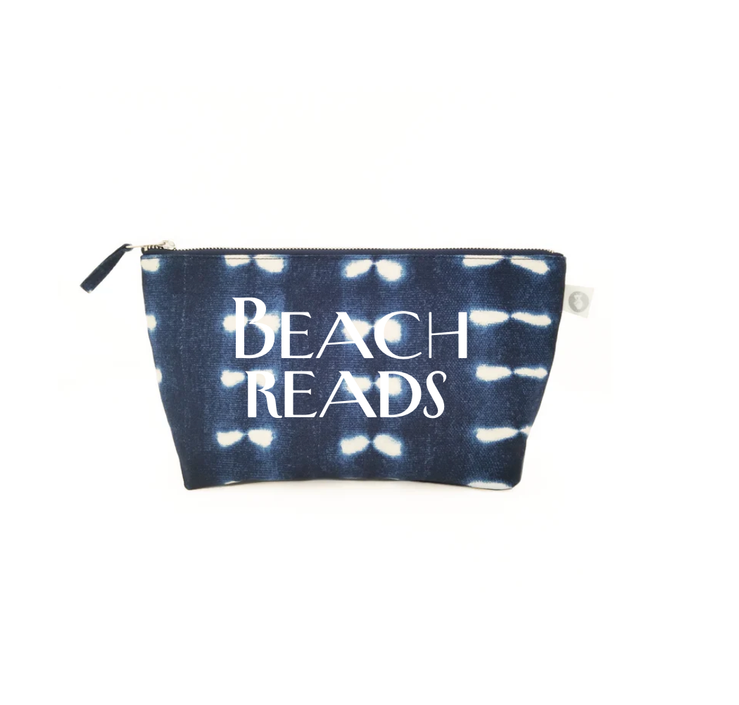 Clutch Bag: Blue Shibori with White Matte Beach Reads - Quilted Koala