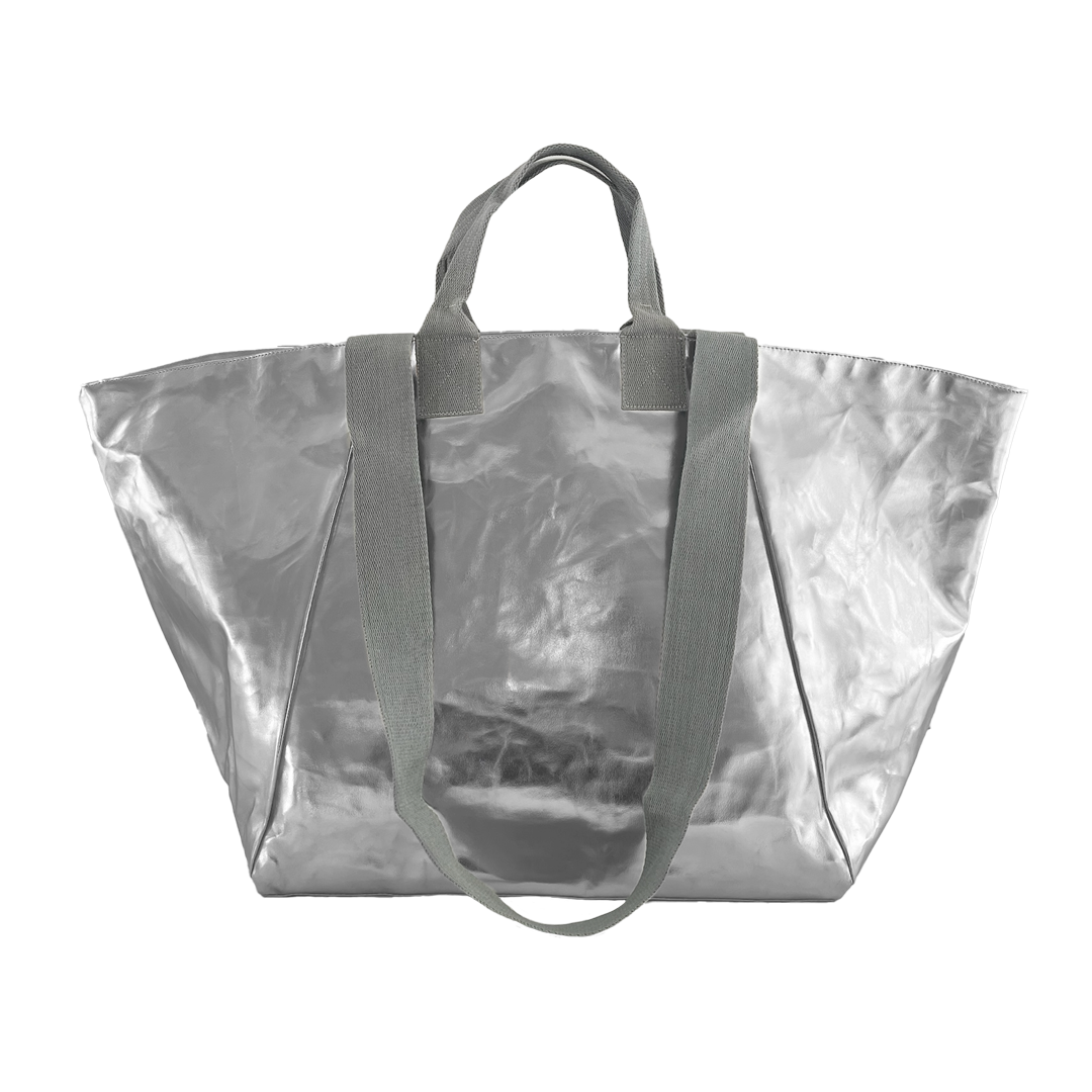 Silver Metallic Tote Bag with two sets of handles – Quilted Koala