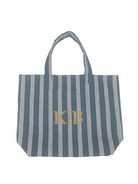 Blue Ticking Stripe Everything Bag-- Split Letter Monogram - Quilted Koala