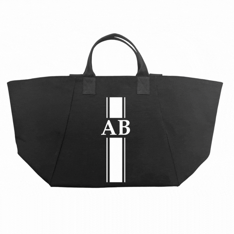Chelsea Bag - Black with a Monogram Stripe - Quilted Koala