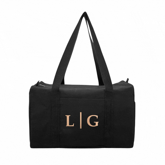 Daily Duffel - Black with a Split Letter Monogram - Quilted Koala